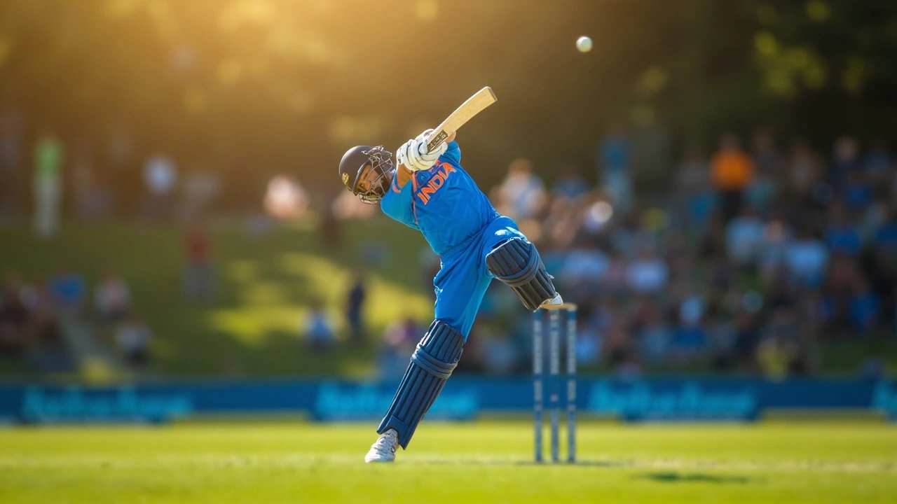 Indian batsman executing cover drive in T20 match India vs Australia PureWin prediction